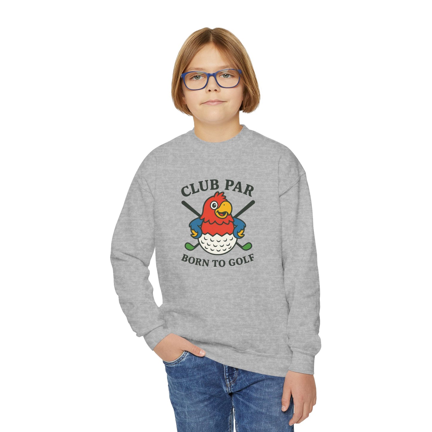 Club Par Golf Ball Born to Golf Youth Crewneck Sweatshirt