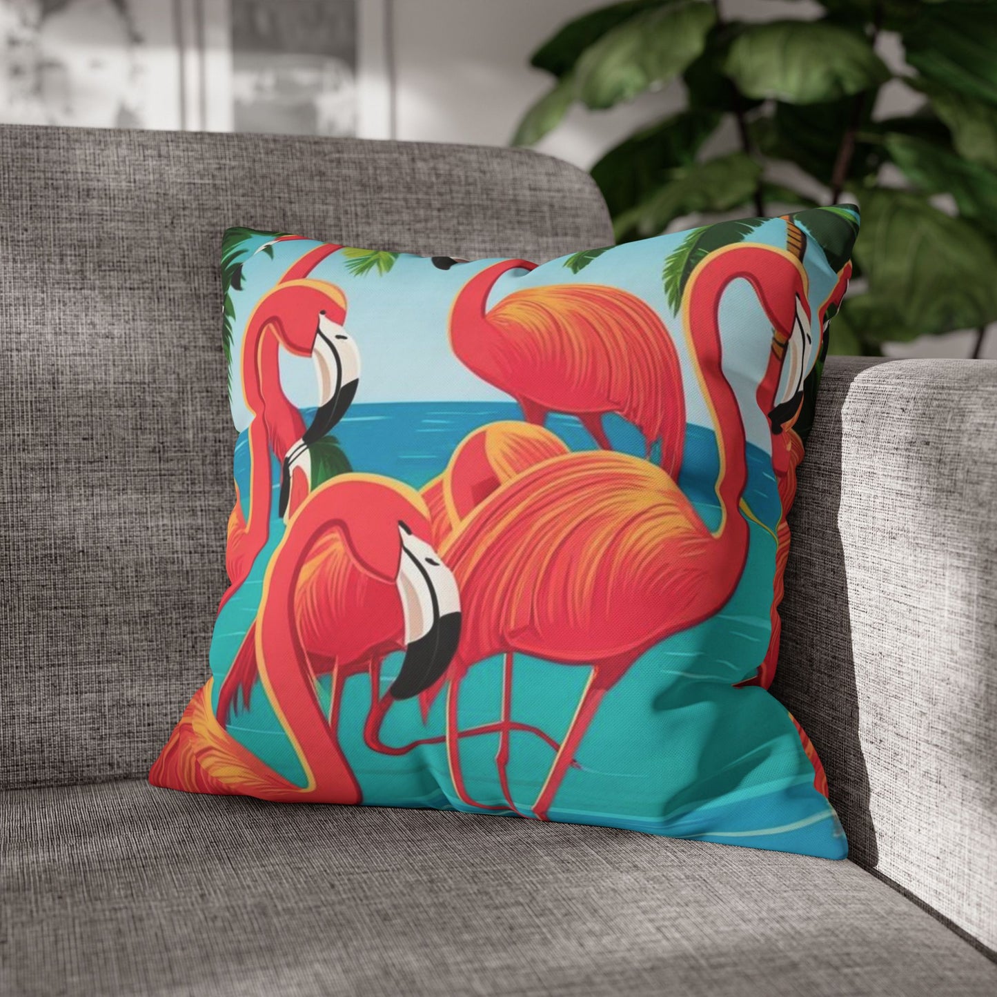 flamingos Canvas Pillow cover