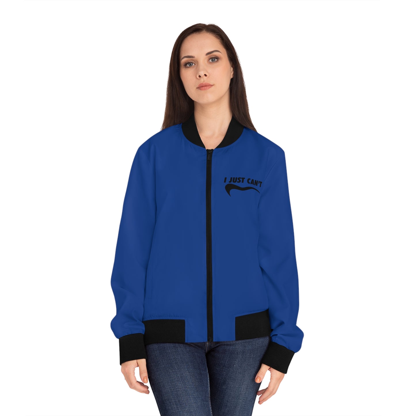 Blue I just Can't Women's Bomber Jacket