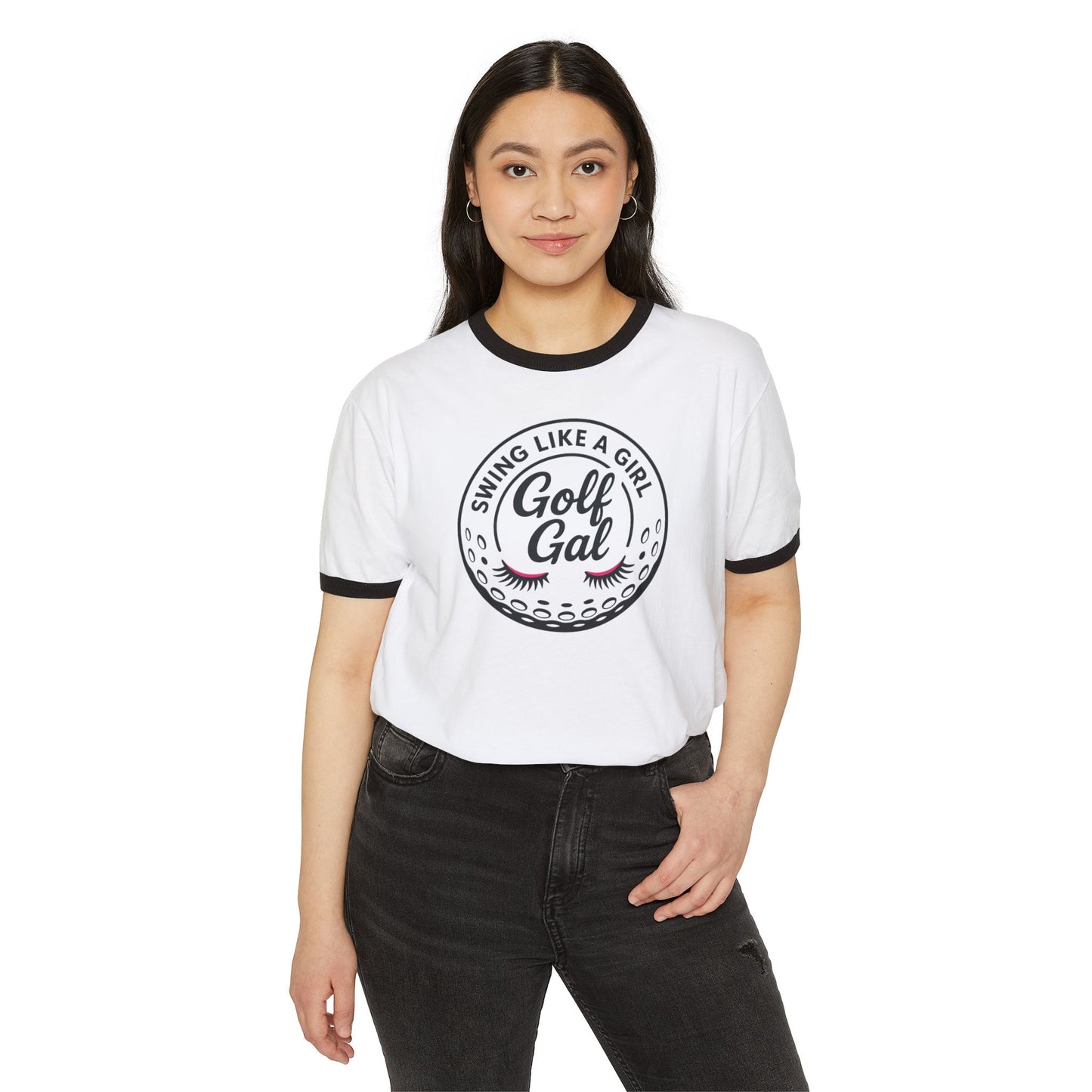 Swing Like a Girl Golf Gal Cotton Ringer T-Shirt