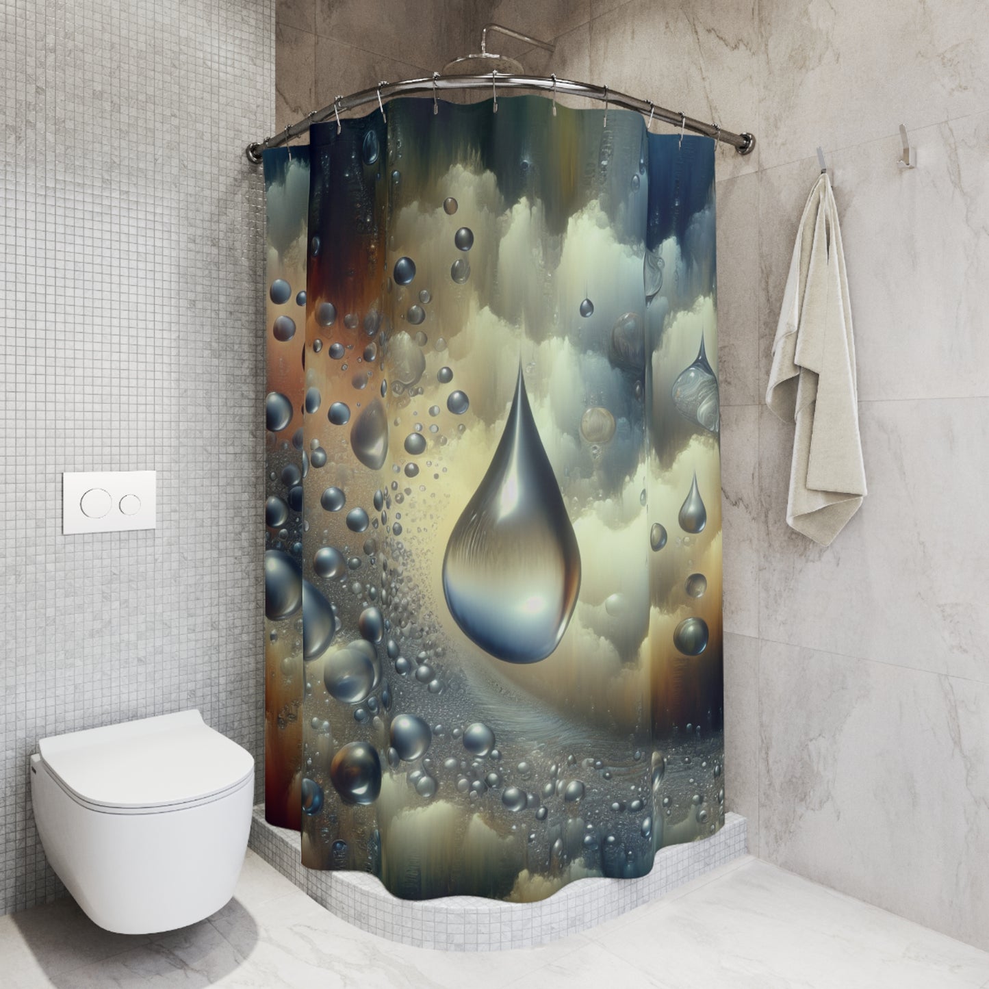 surreal raindrop Shower Curtains