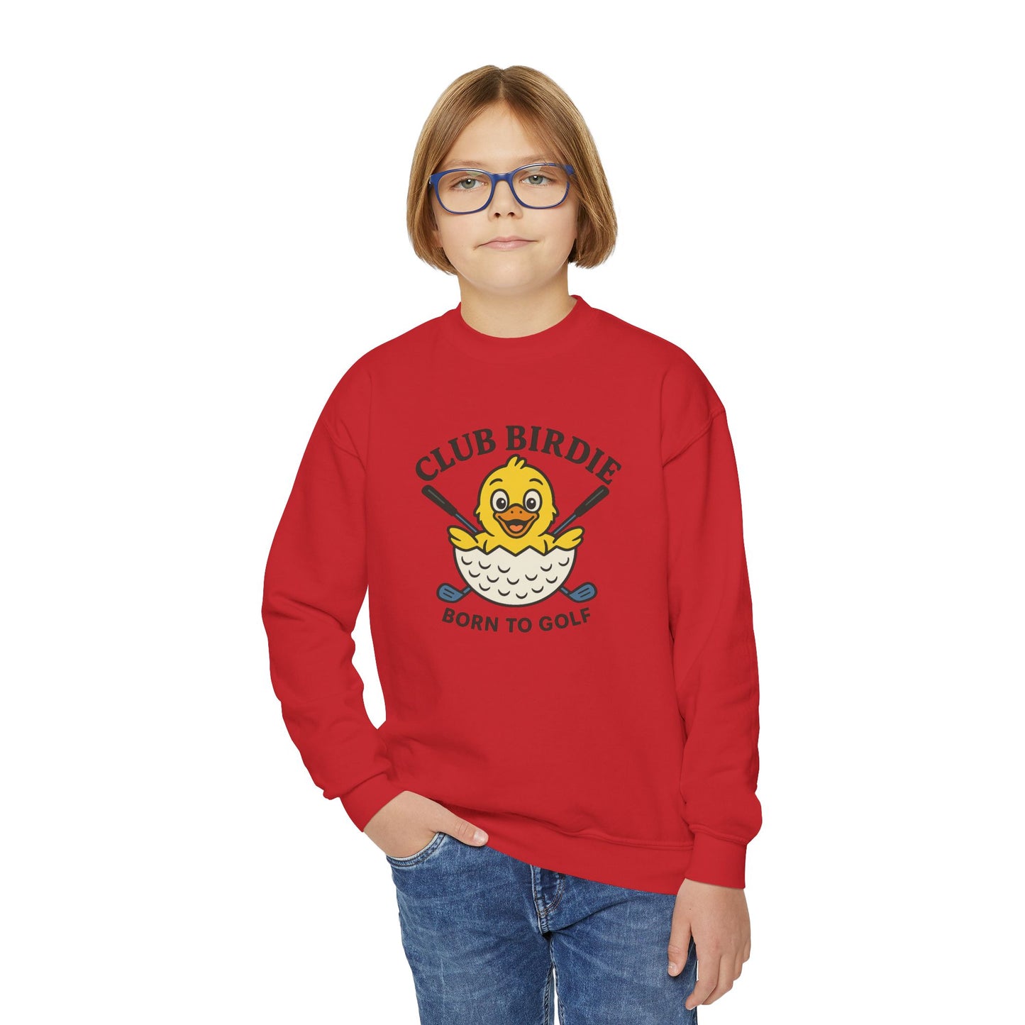 Club Birdie Golf Ball Born to Golf Youth Crewneck Sweatshirt