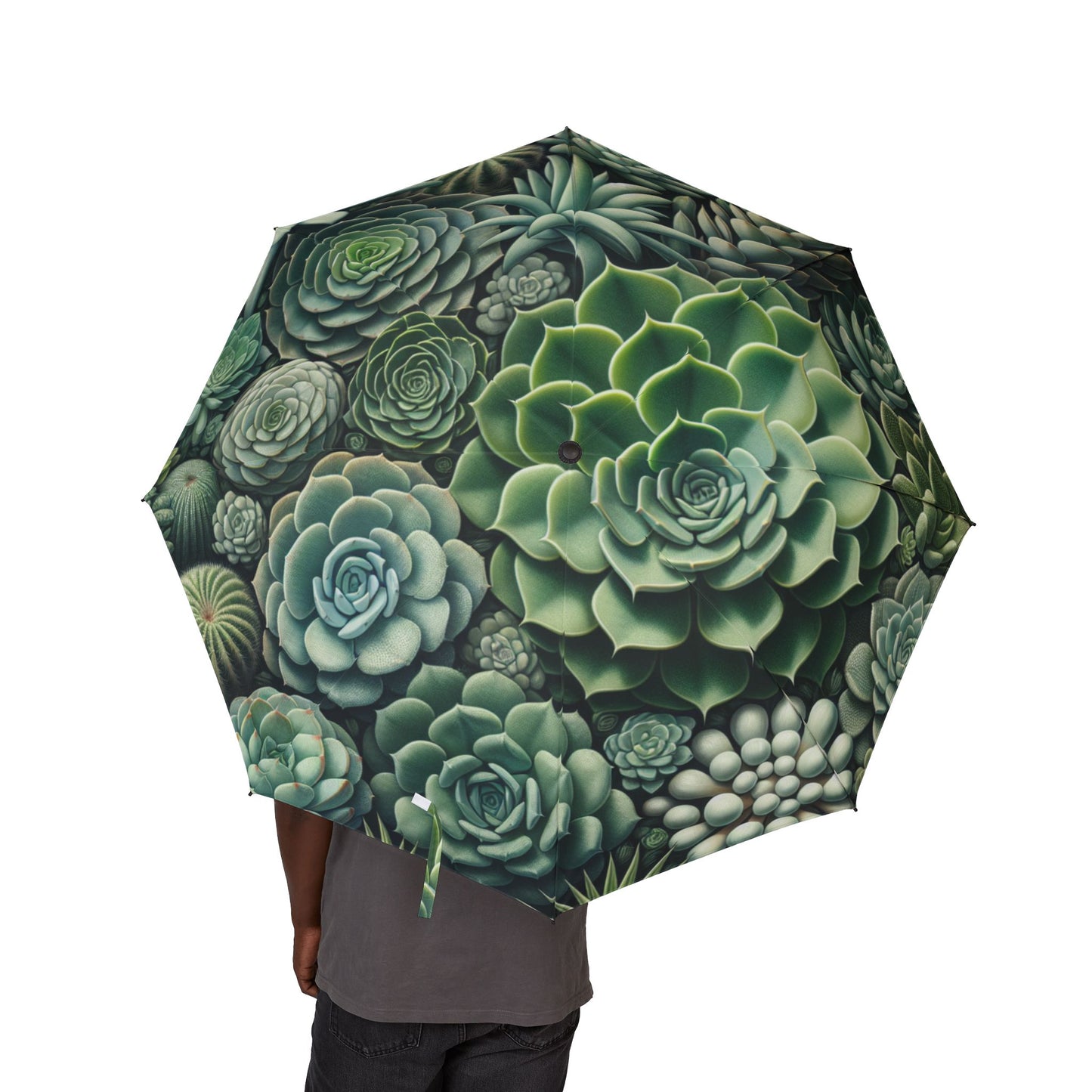 succulents Umbrella - Semi-Automatic Foldable Design