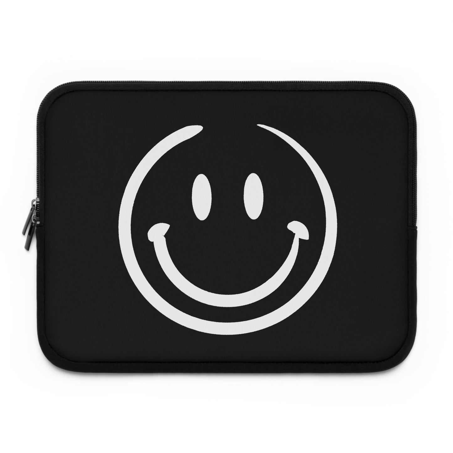 black with white smiley face Laptop Sleeve