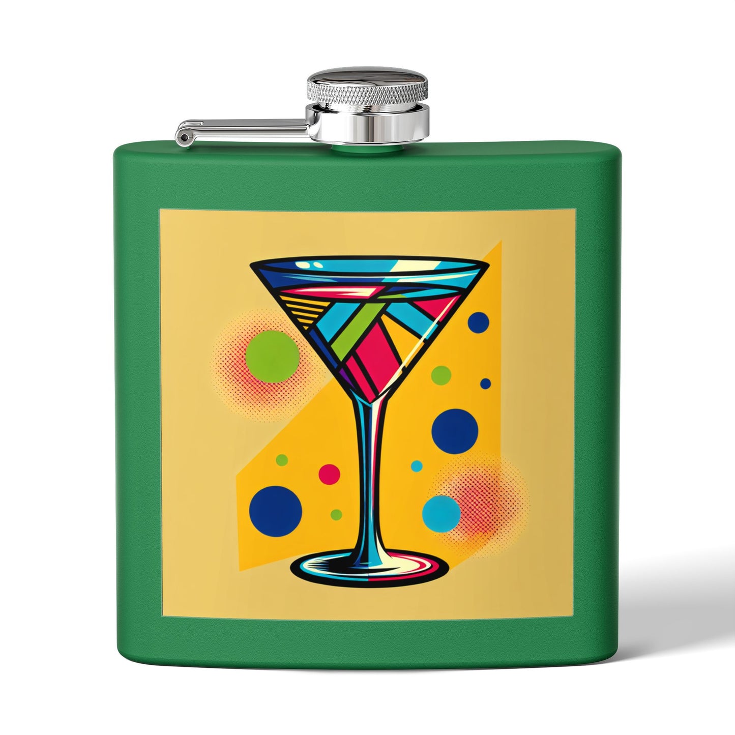 Pop Art Martini Glass Sleek Stainless Steel Flask