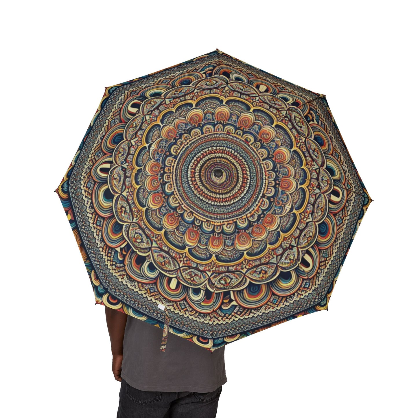 retro mandala Umbrella - Semi-Automatic Foldable Design