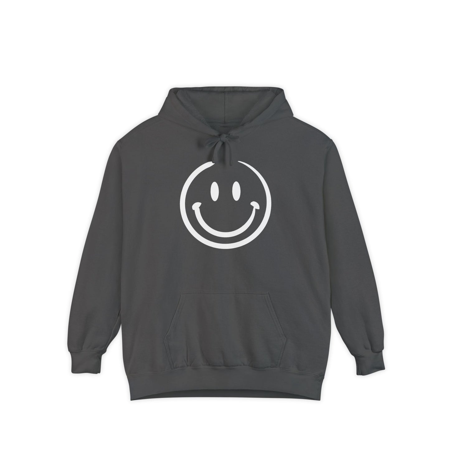 White Smiley Face Garment-Dyed Hoodie