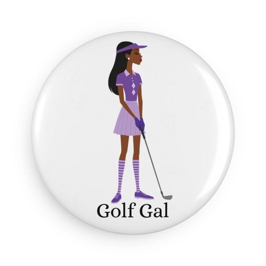 Golf Gal Button Magnet Violet