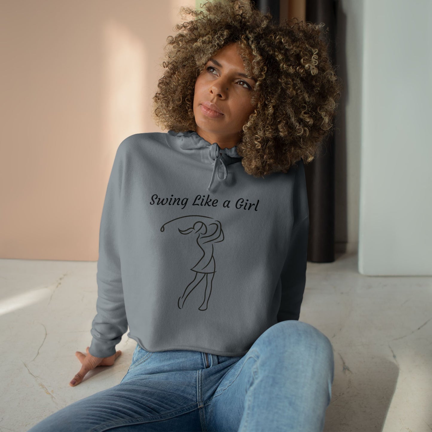 Swing Like a Girl Crop Hoodie
