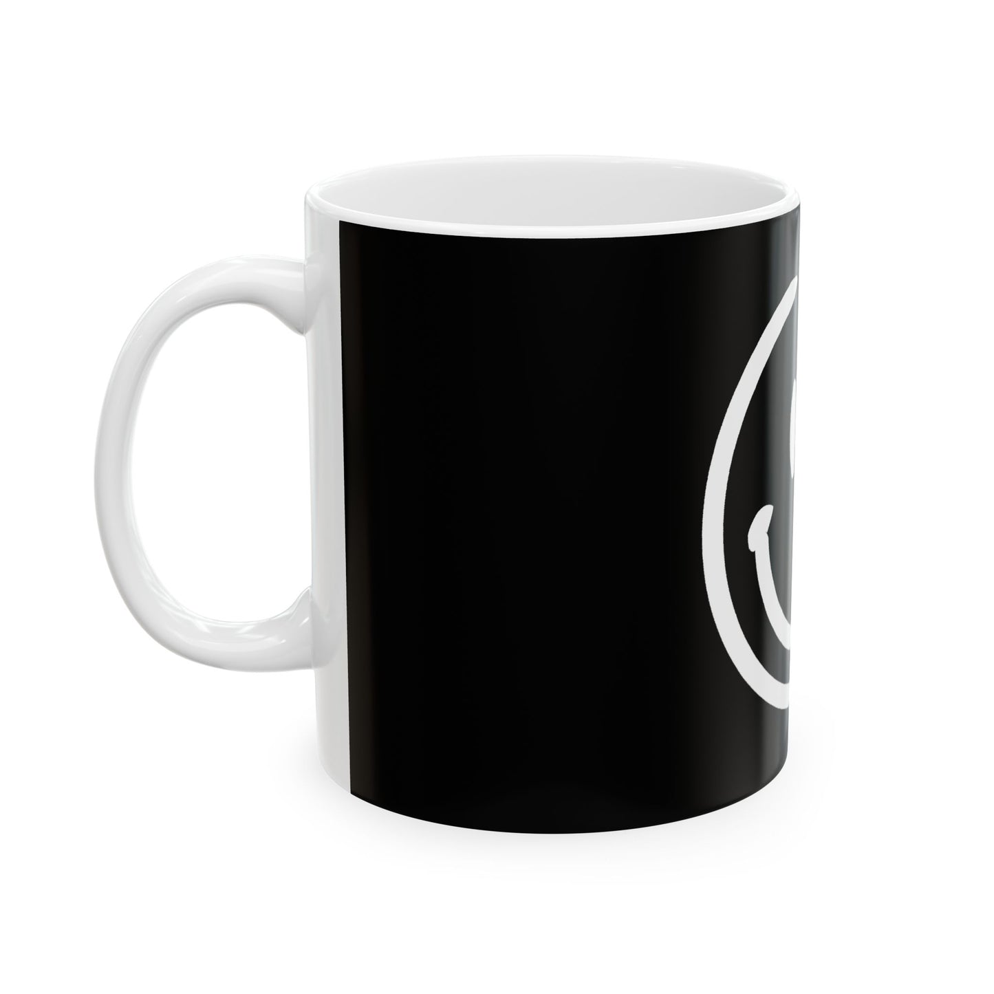 black smiley face Ceramic Coffee Mug