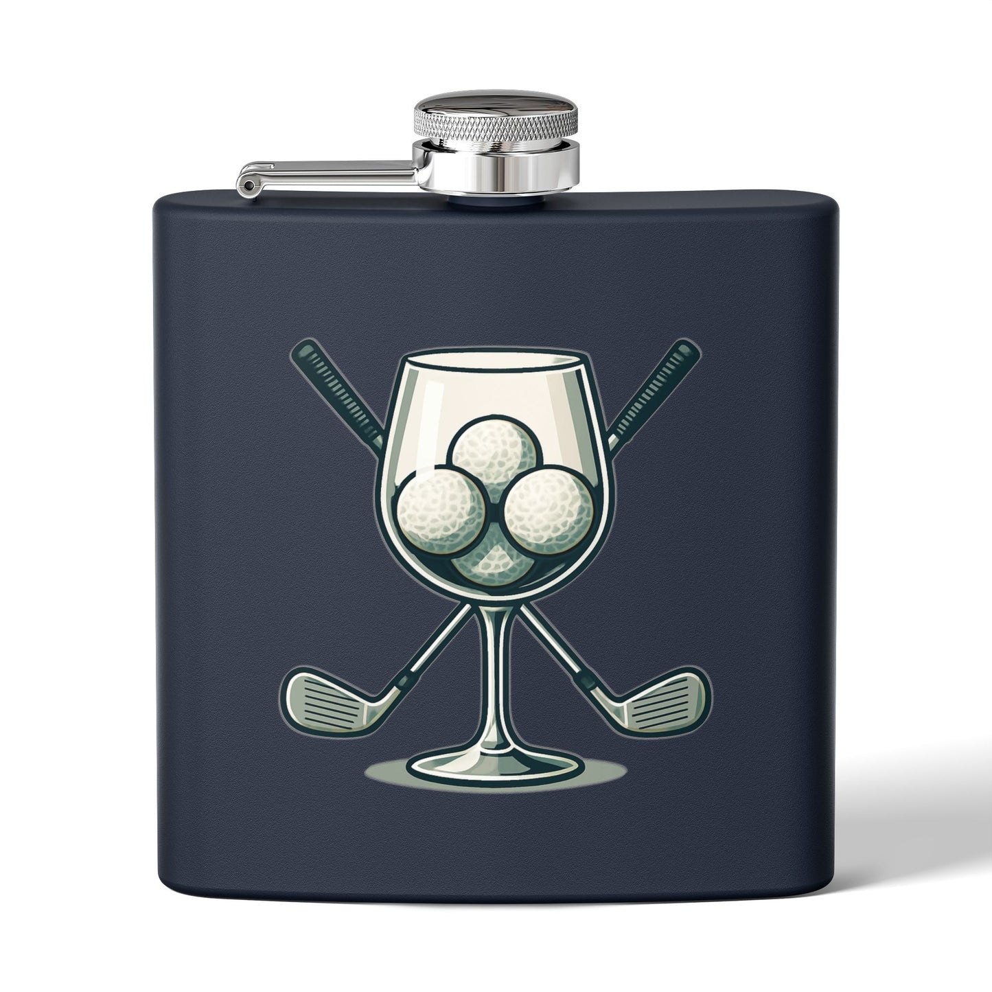 Golf Clubs and Wine Sleek Stainless Steel Flask