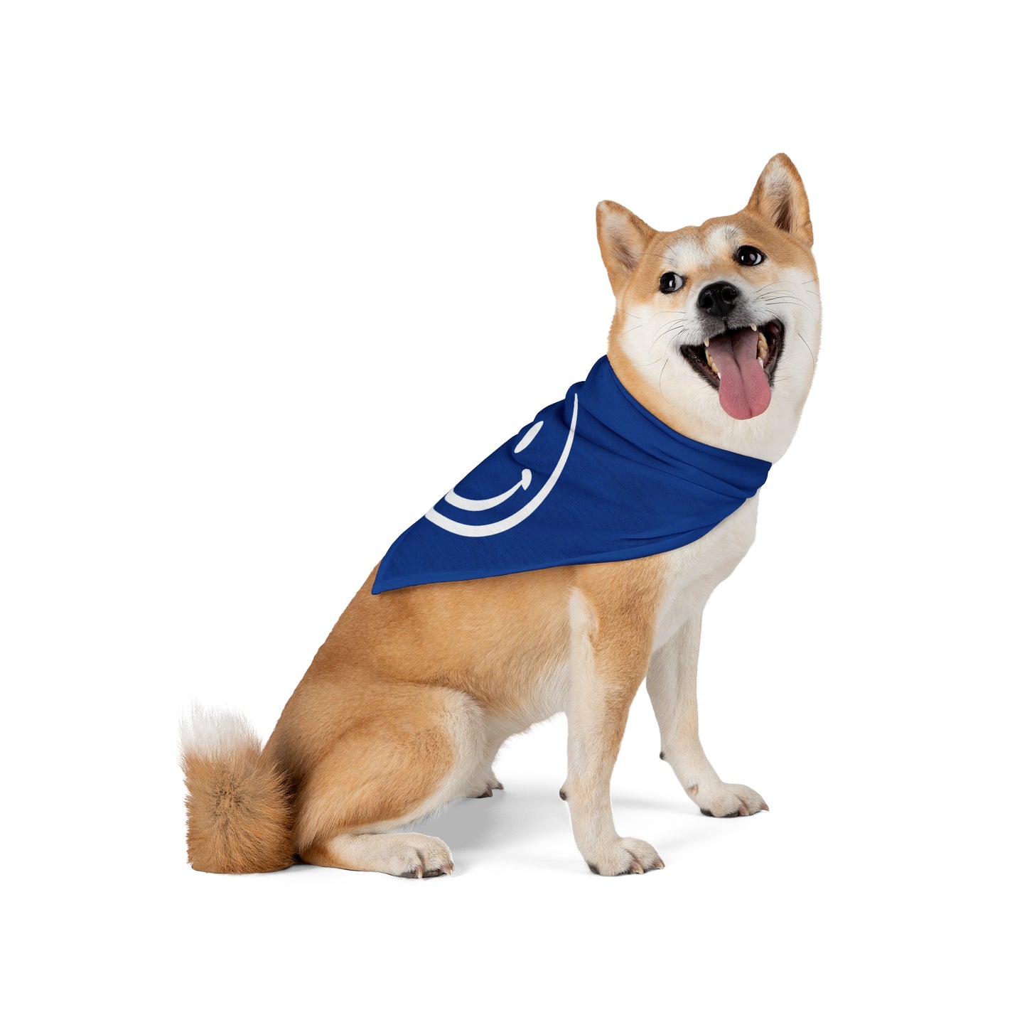 blue with white smiley face Pet Bandana