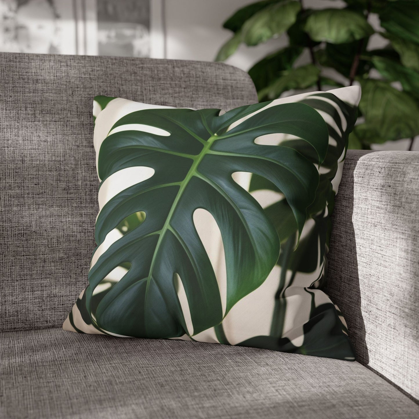monstera leaves Canvas Pillow cover