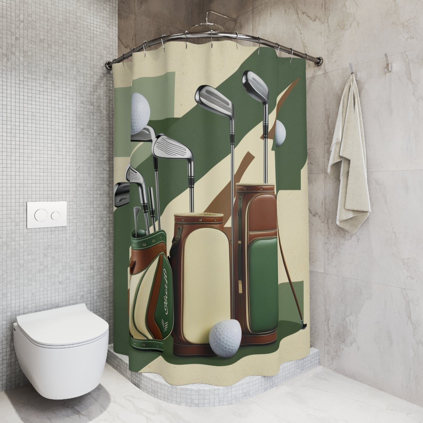 retro golf gear Shower Curtains