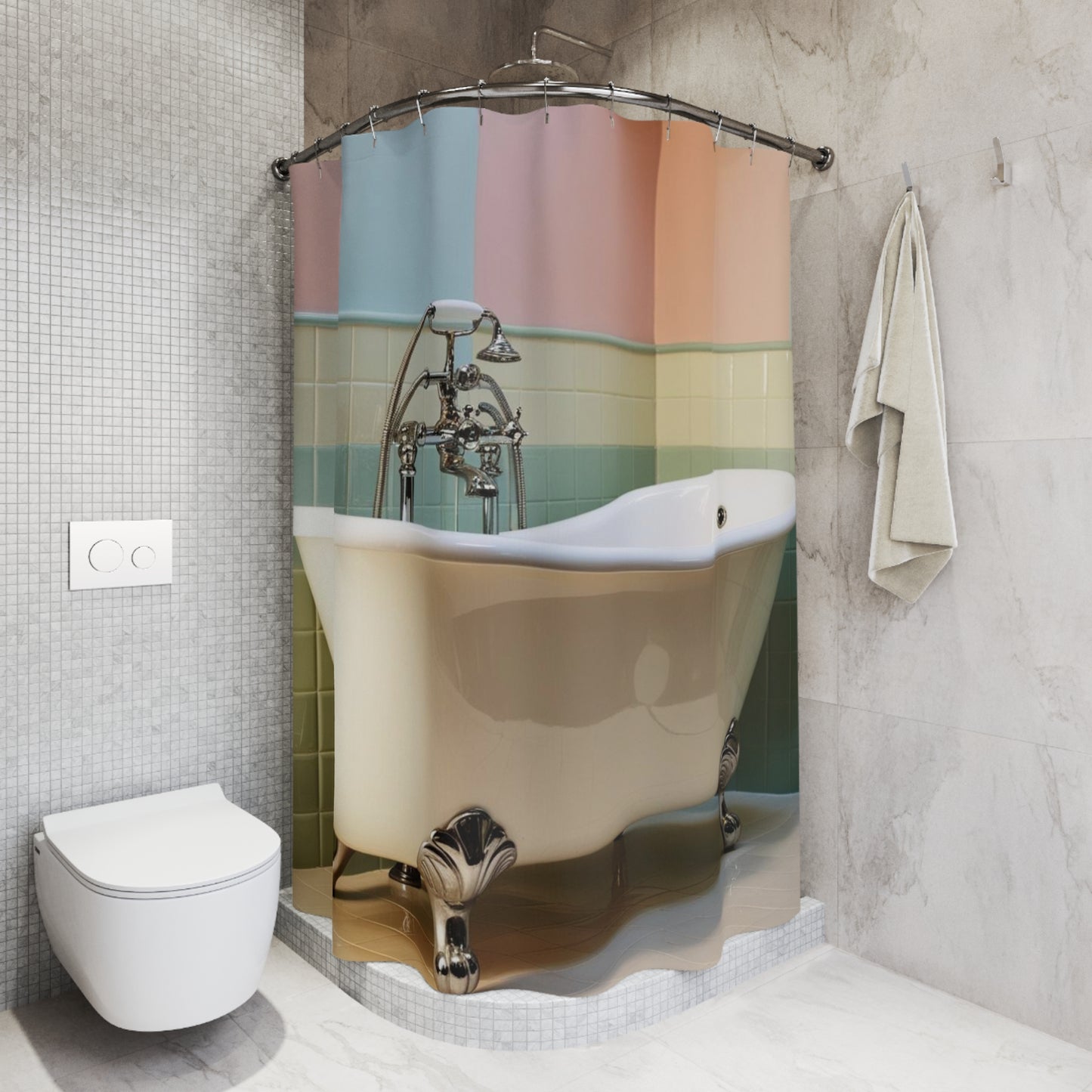 retro claw foot tub Shower Curtains
