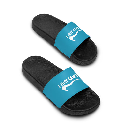 Turquoise Hot Pink I Just Can't  Women's Slide Sandals