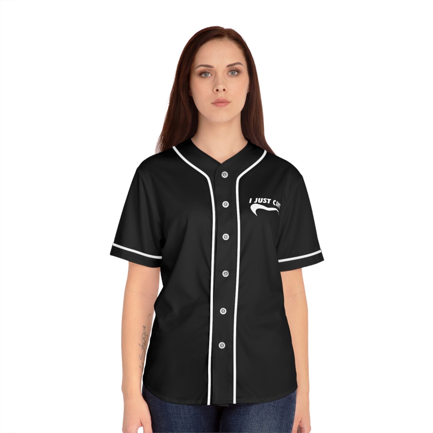 black I just can't Women's Baseball Jersey