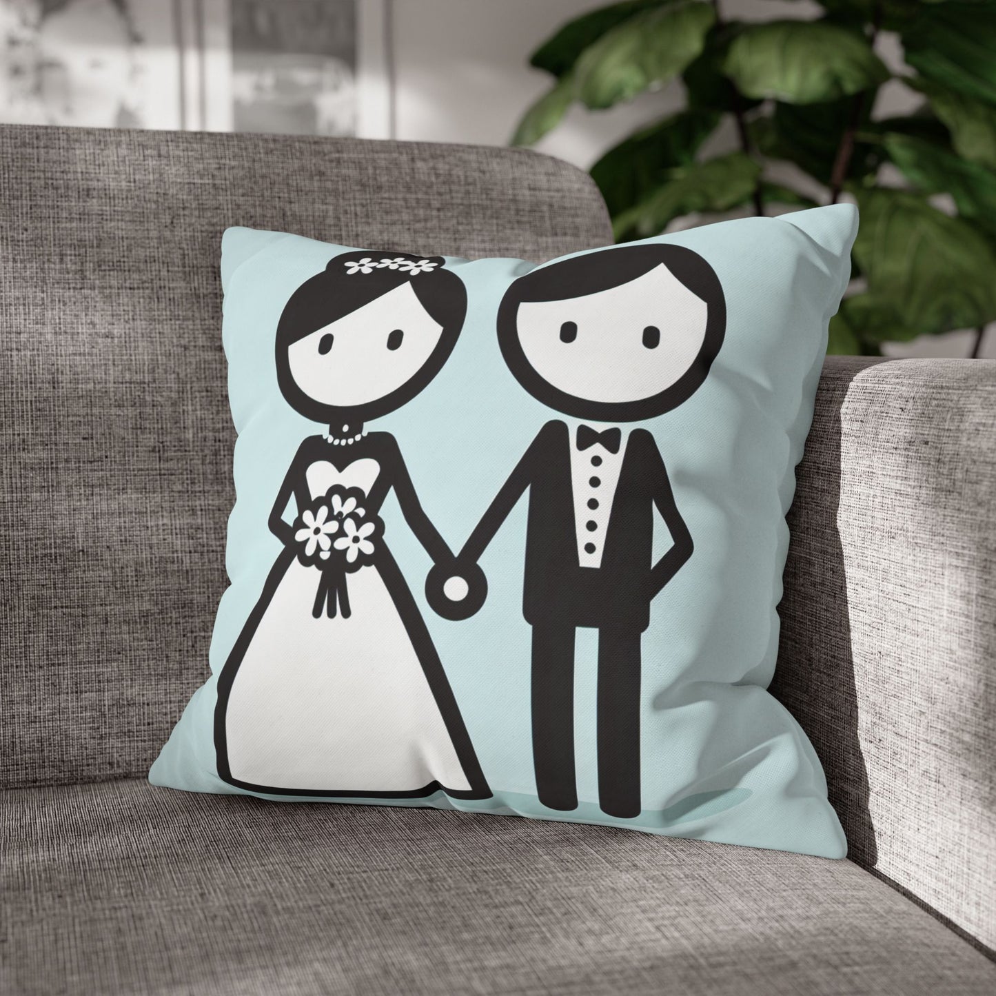 bride and groom Pillow cover