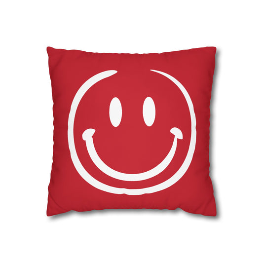 white on smiley face Canvas Pillow cover