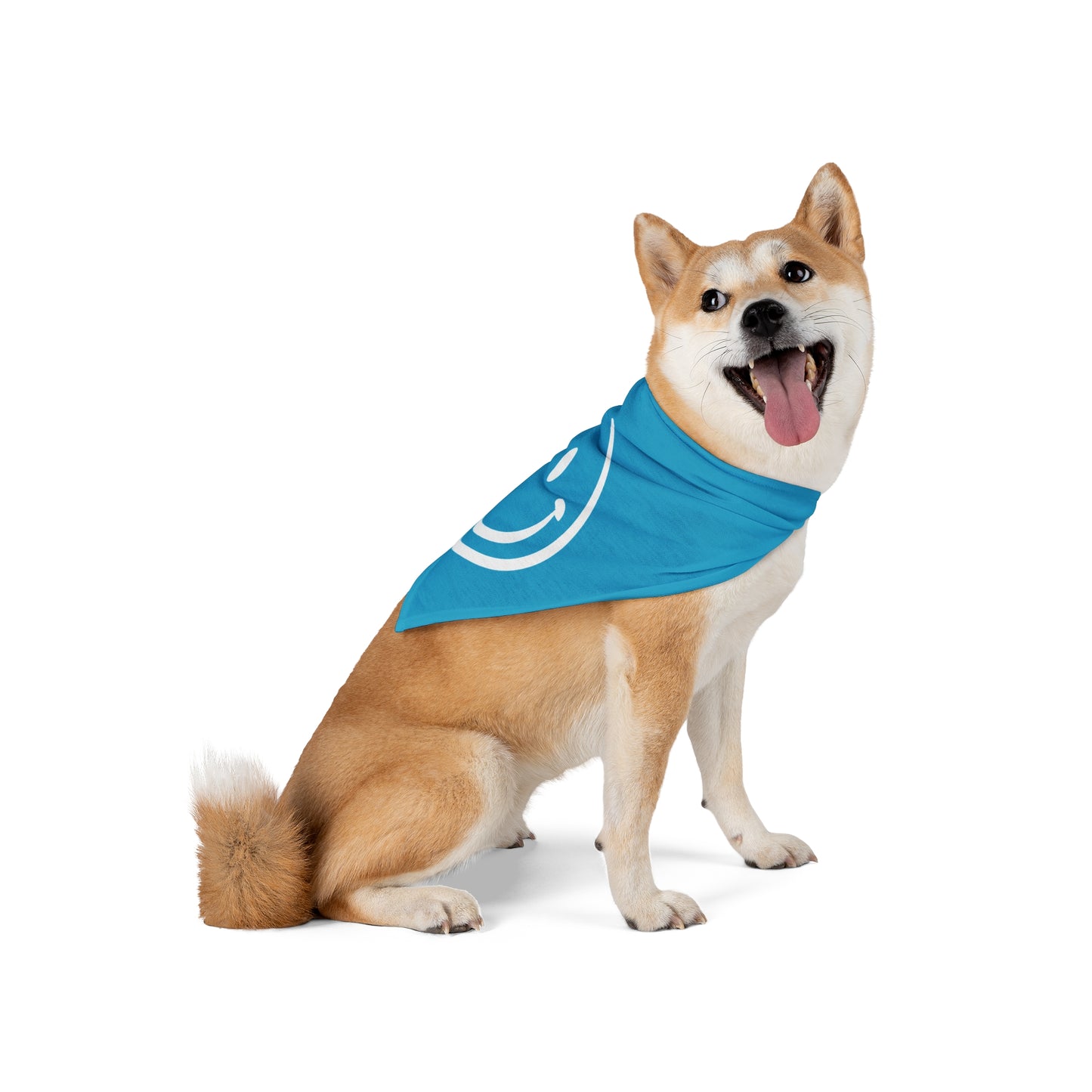 turquoise with white smiley face Pet Bandana