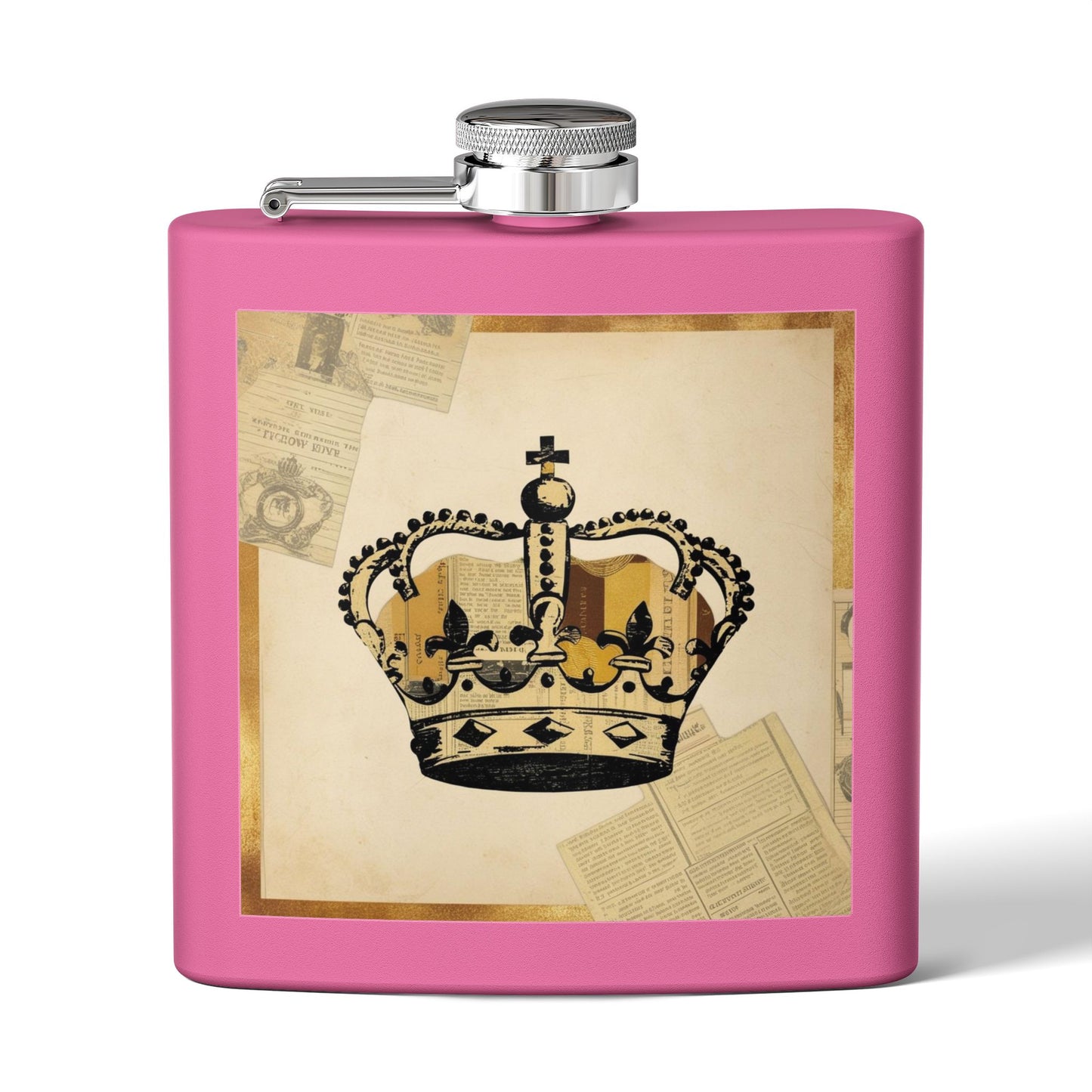 Vintage Crown Sleek Stainless Steel Flask