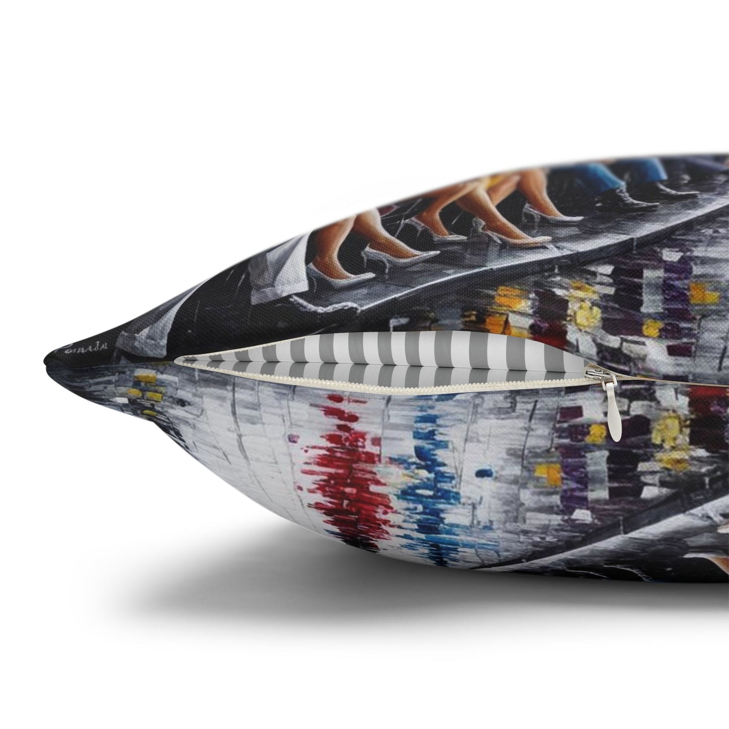 umbrellas in the rain Canvas Pillow cover