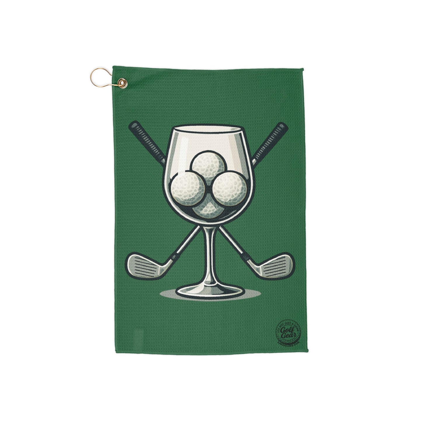 Golf Clubs and Wine Glass Golf Towel