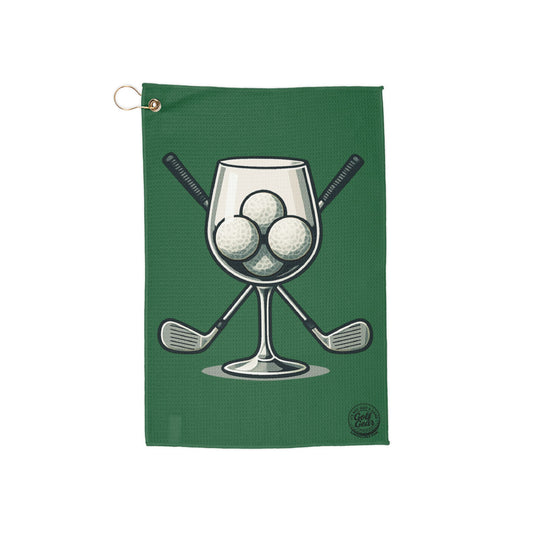 Golf Clubs and Wine Glass Golf Towel
