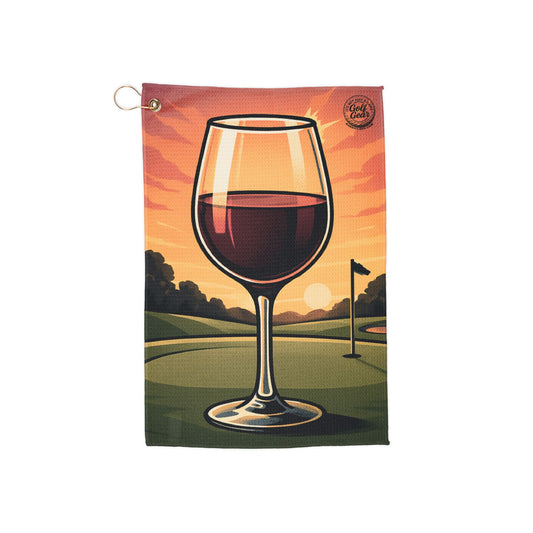 Golf Wine Sunset Golf Towel