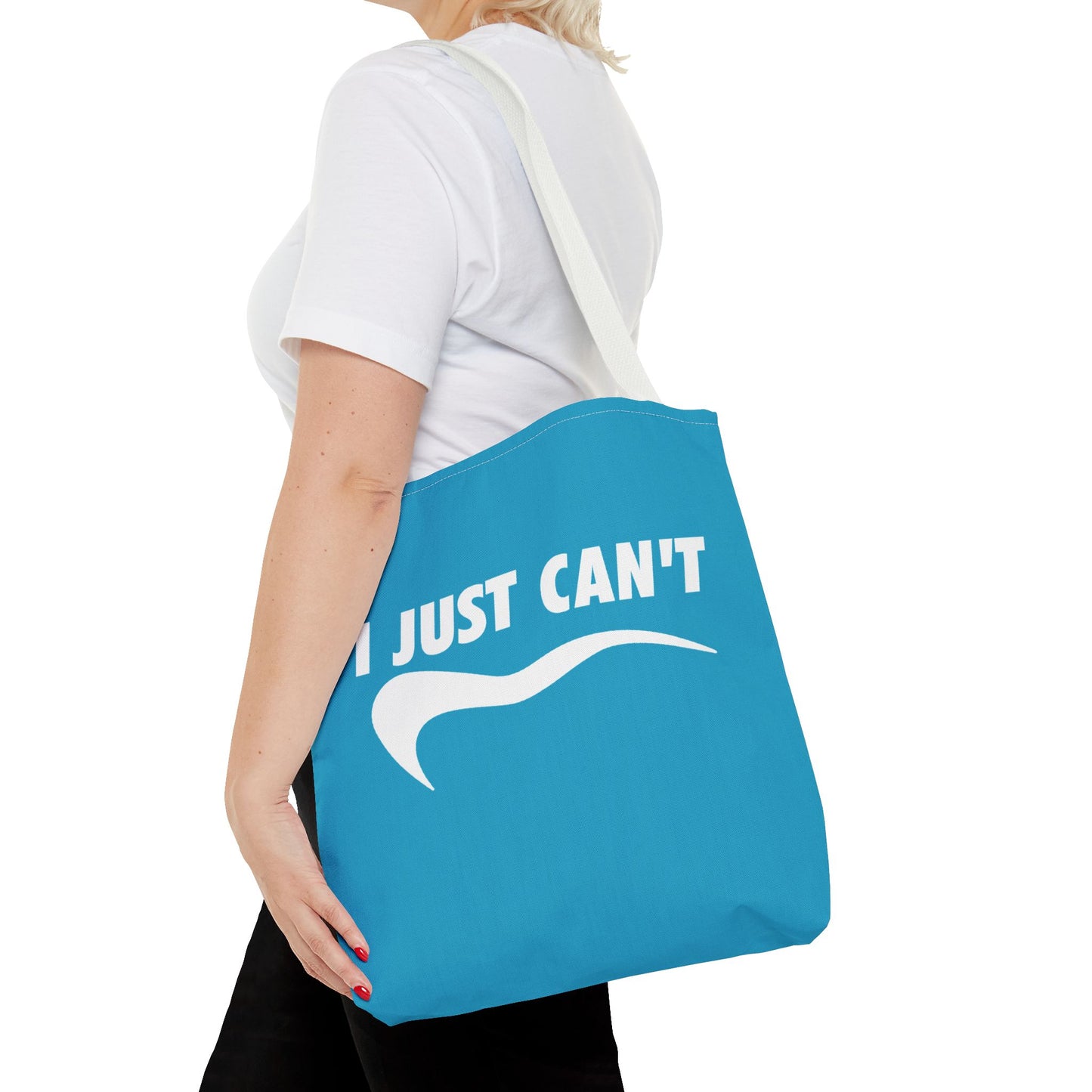 Turquiose with white I just can't Tote Bag