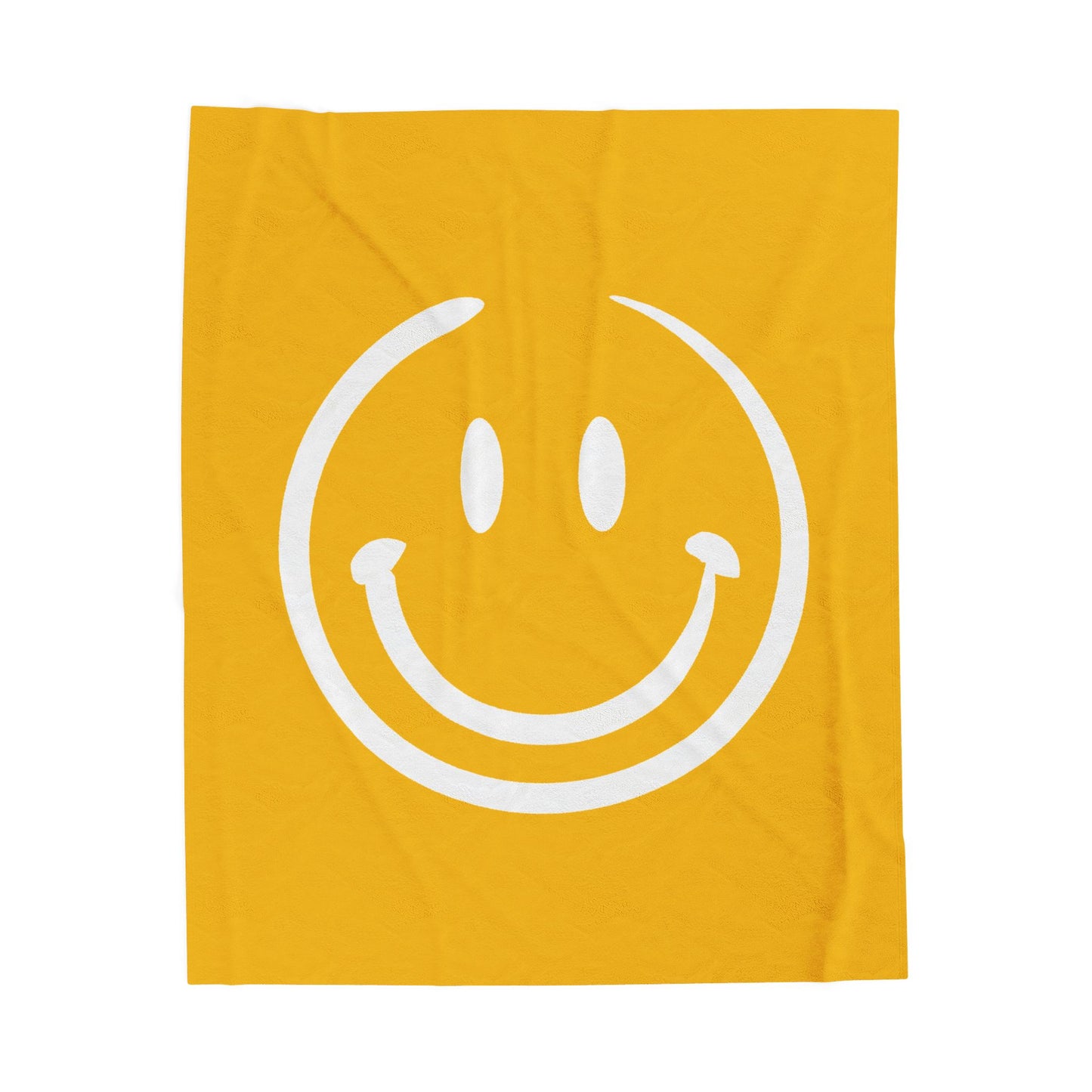 yellow with white smiley face Velveteen Plush Blanket