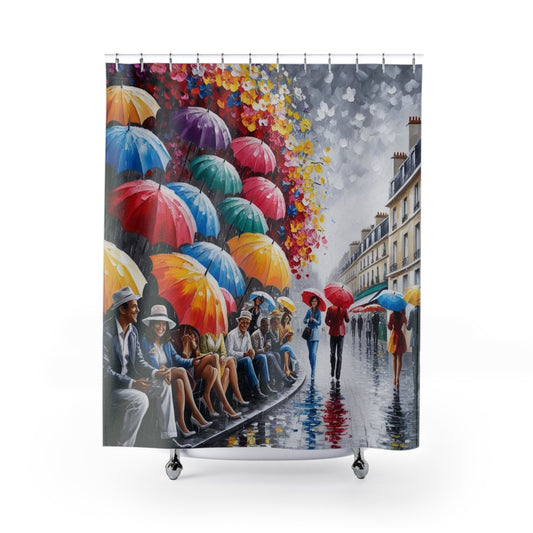 umbrellas in the rain  Shower Curtains