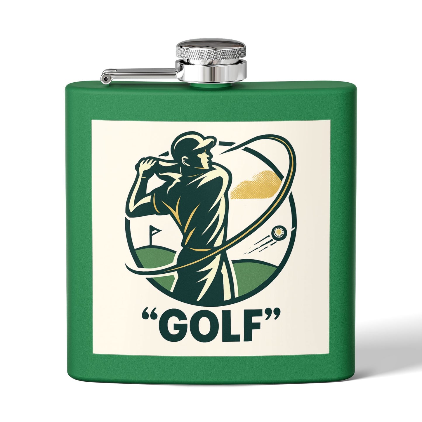 Guy Golf Swing Sleek Stainless Steel Flask