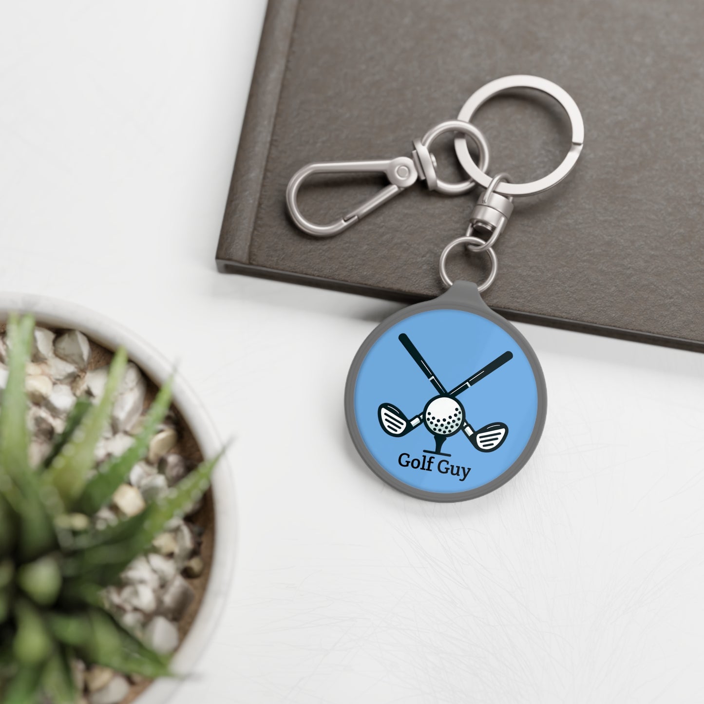 Blue Golf Guy Keyring Tag