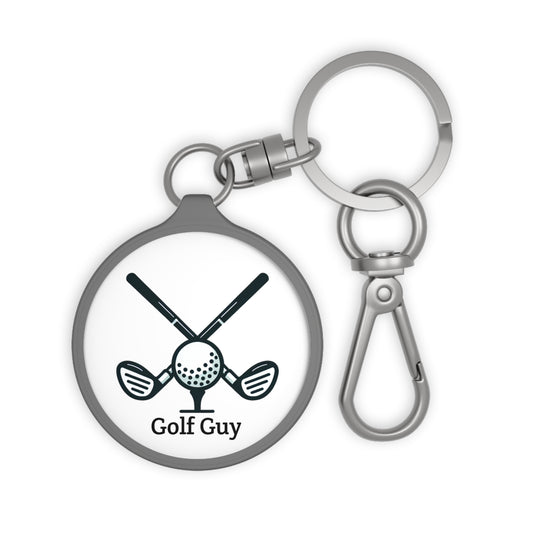 White Grey Golf Guy Keyring Tag