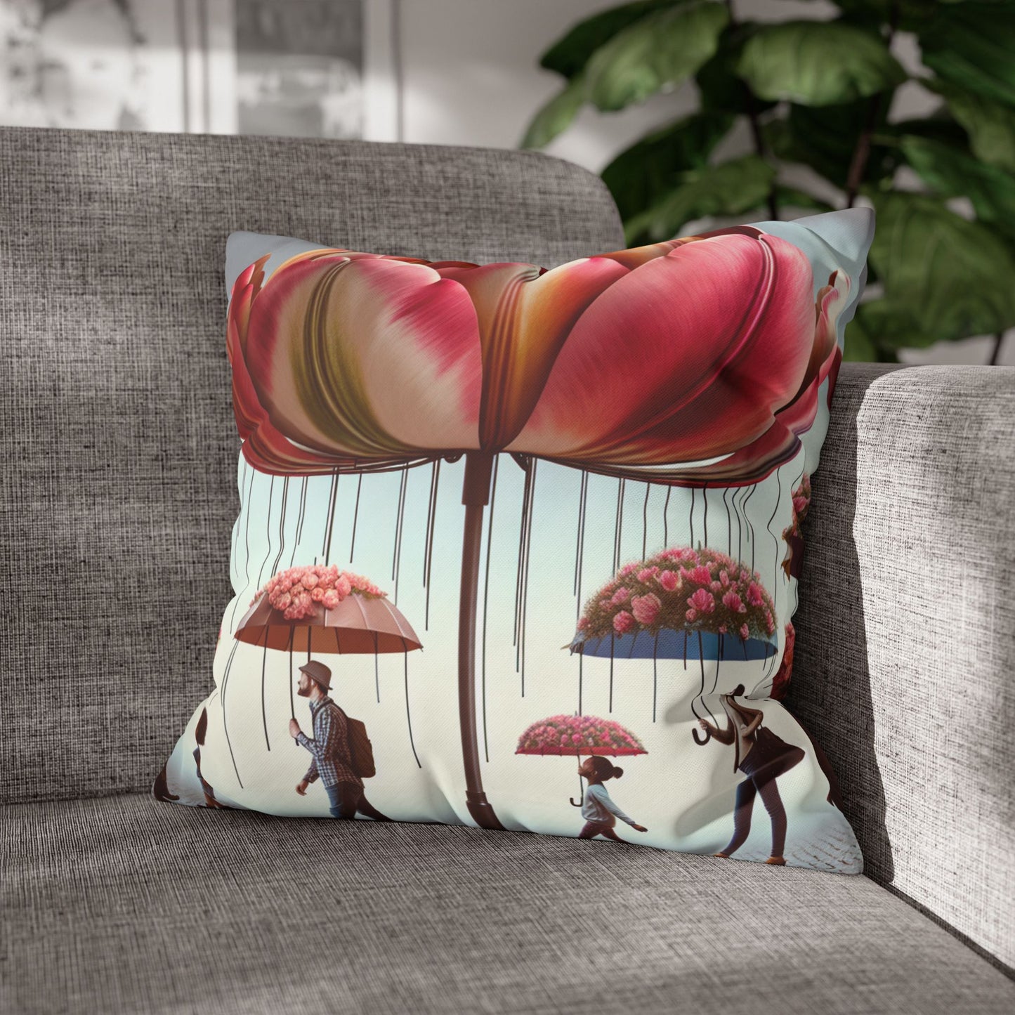 tulip umbrellas Pillow cover