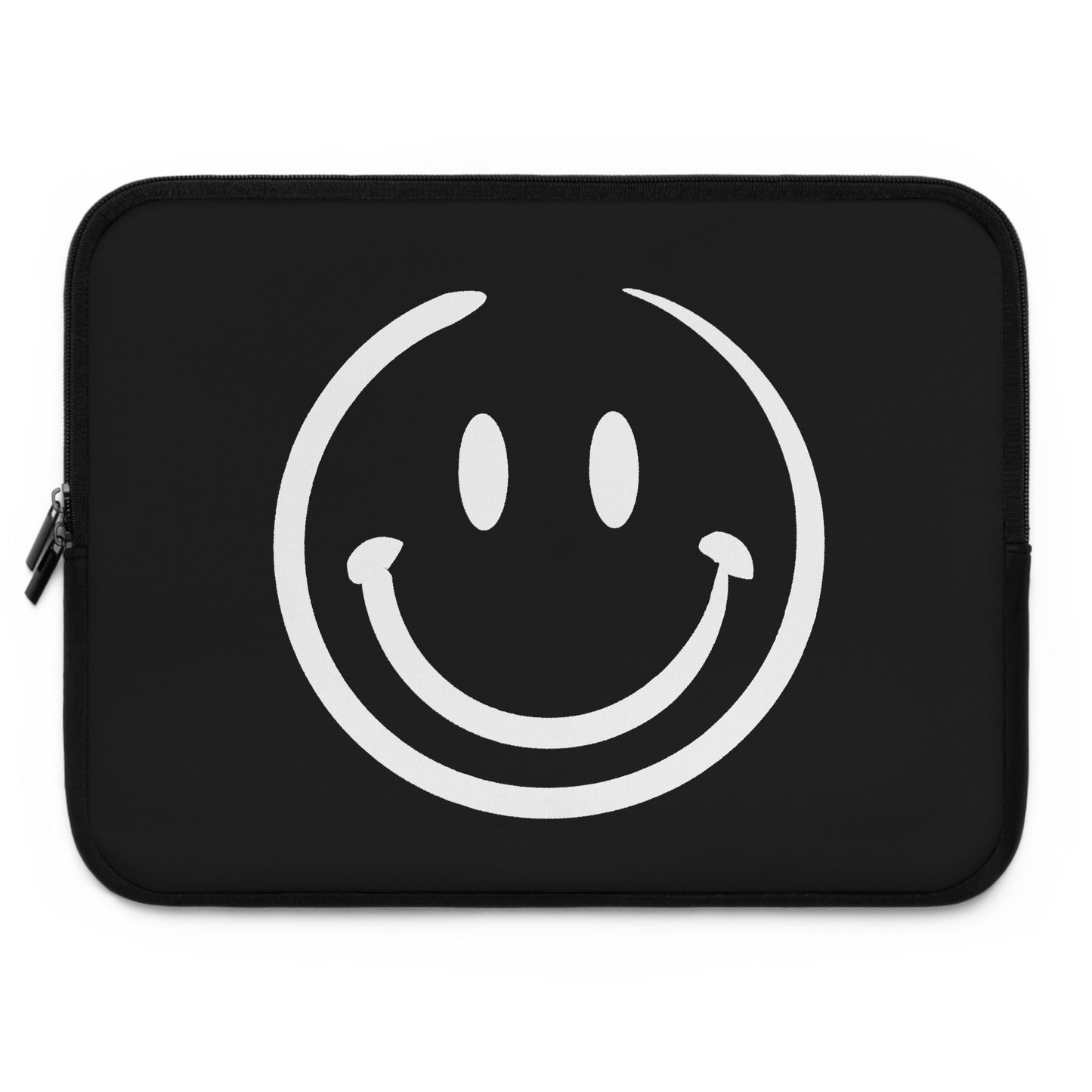black with white smiley face Laptop Sleeve