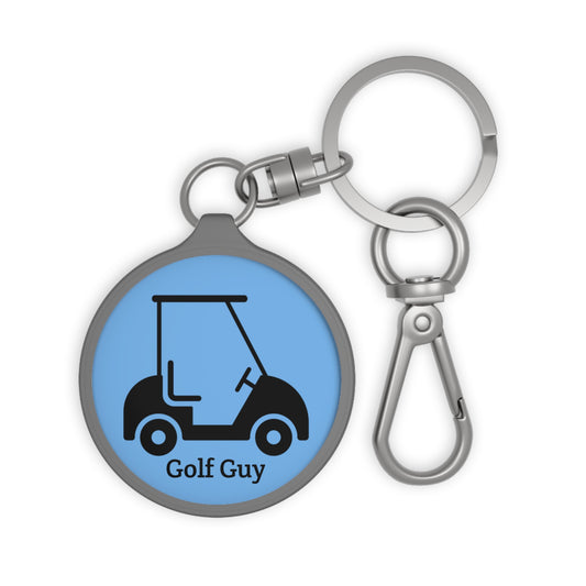 Blue Golf Golf Cart Guy Keyring Tag