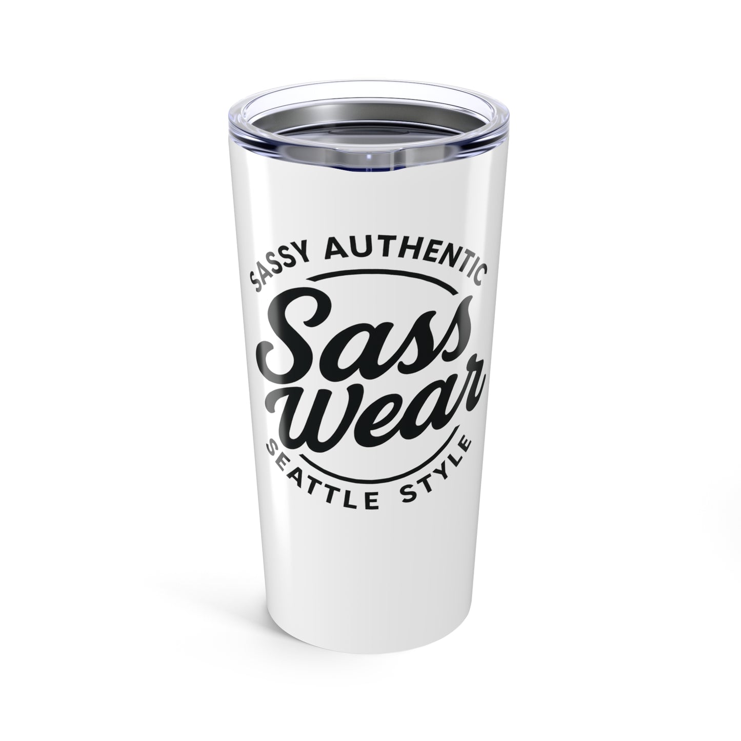 white Sass Wear Tumbler 20oz