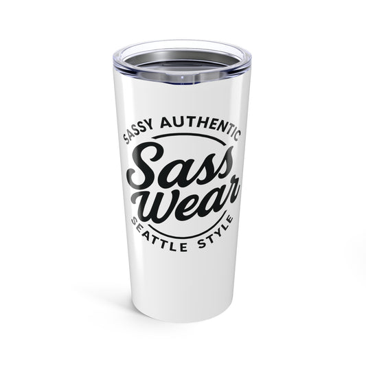 white Sass Wear Tumbler 20oz