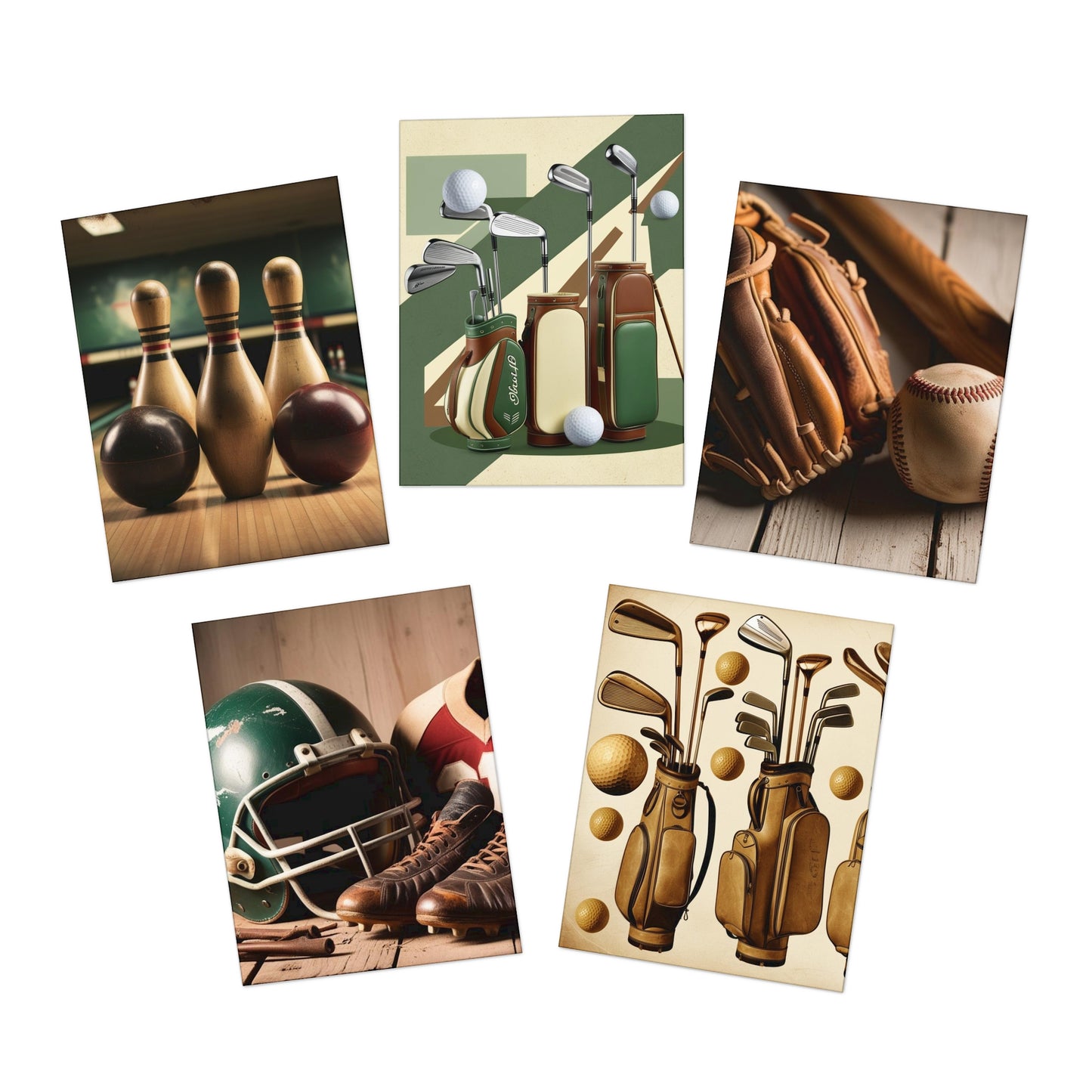 vintage sports. gear Greeting Cards (5-Pack)