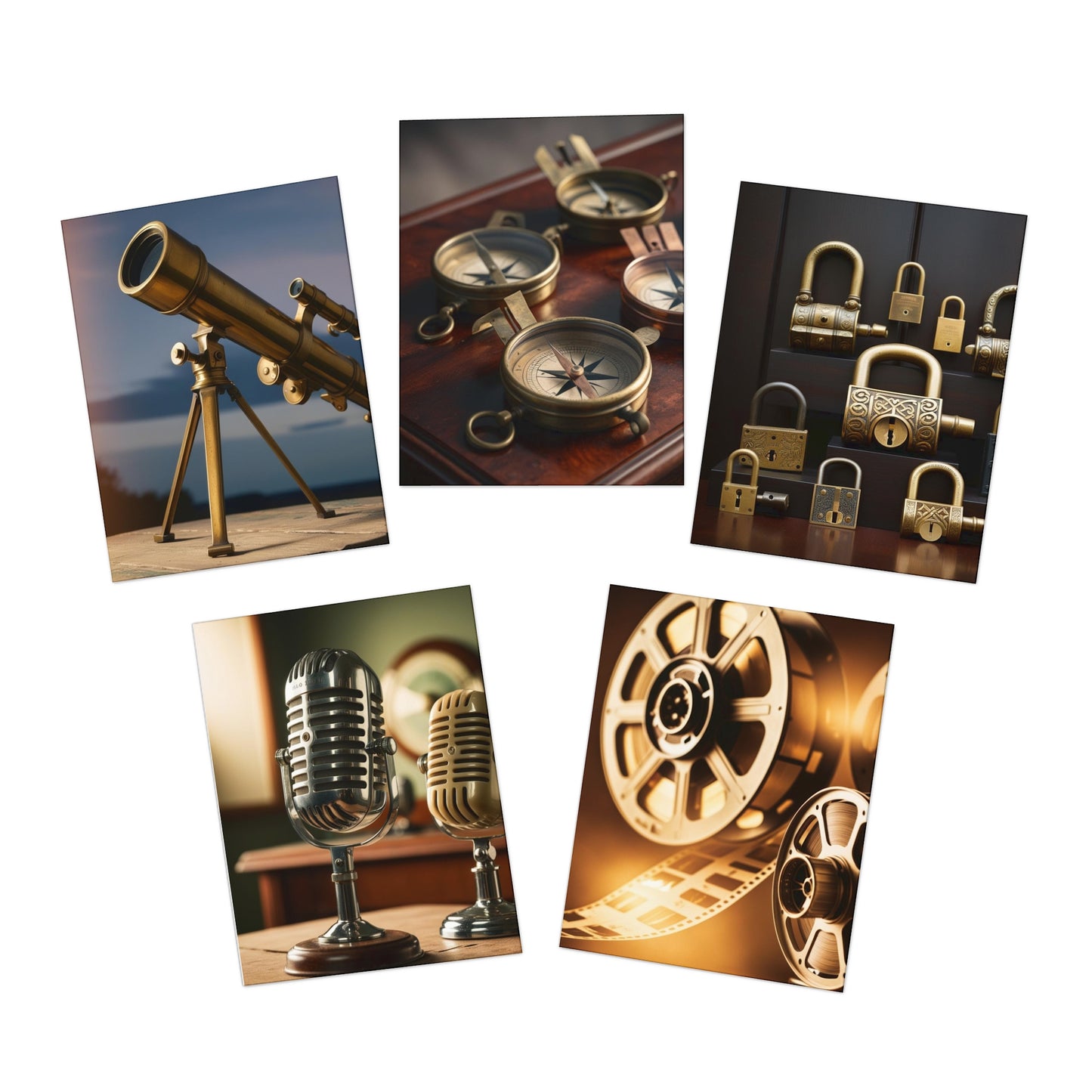 vintage brass variety Greeting Cards (5-Pack)