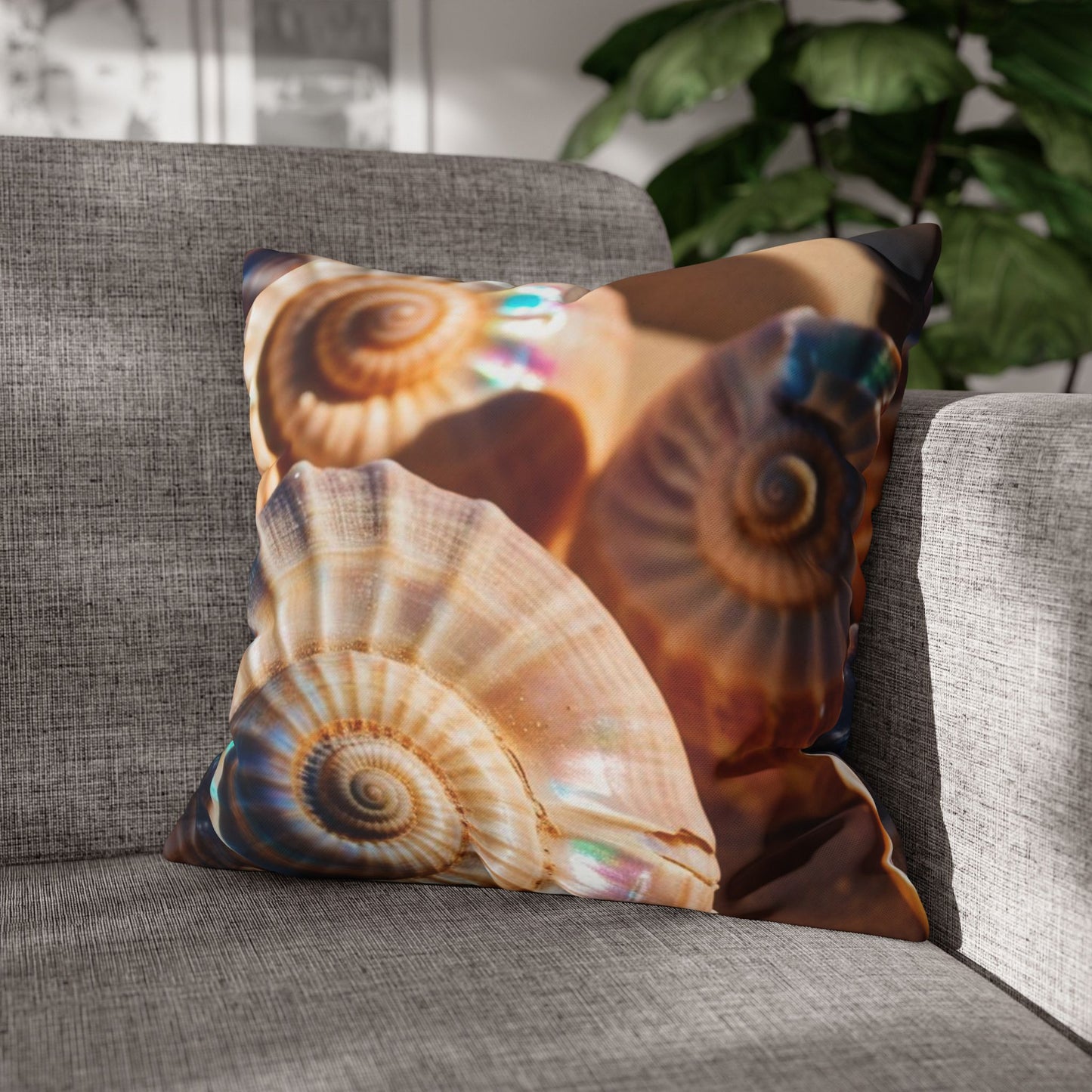 close up seashells Poly Canvas Pillow cover