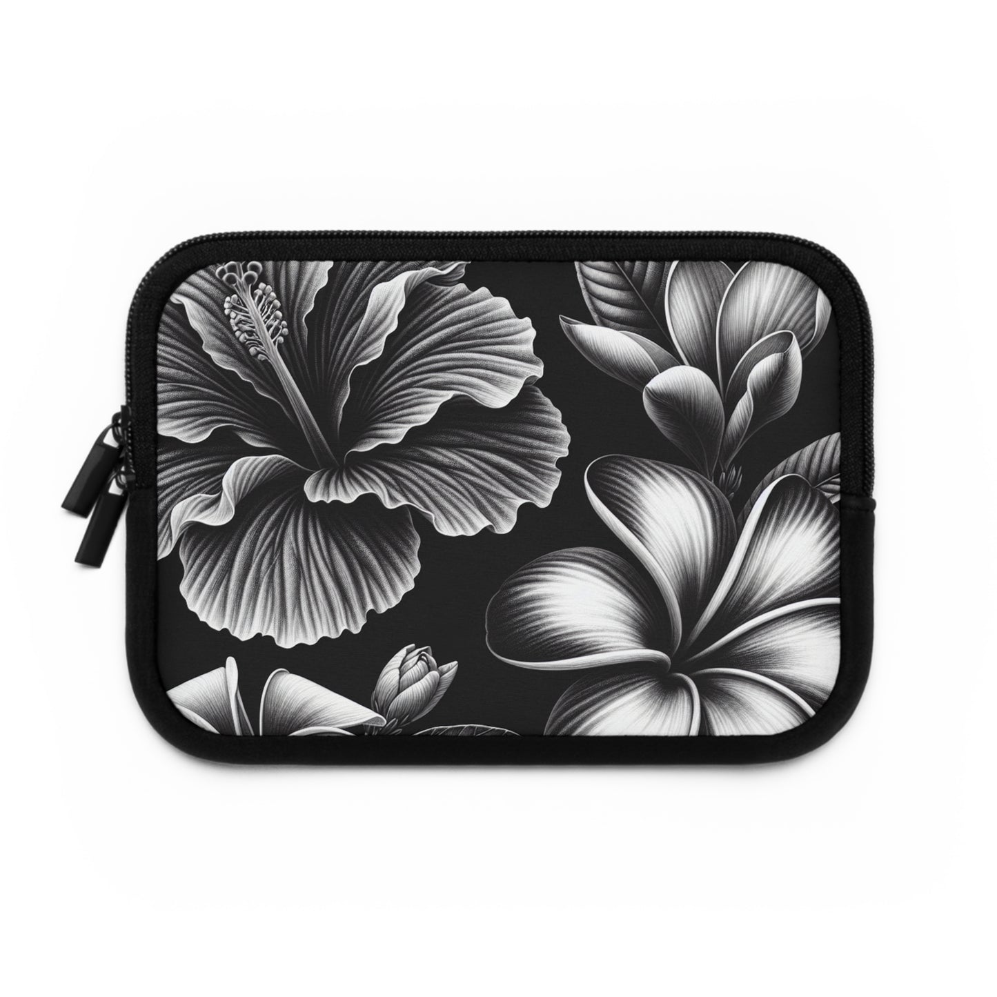 black and white Hawaiian flowers Laptop Sleeve
