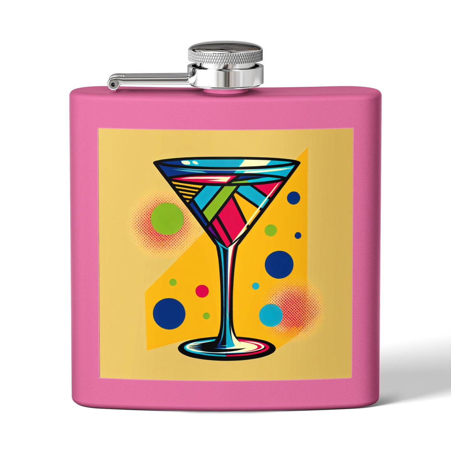 Pop Art Martini Glass Sleek Stainless Steel Flask
