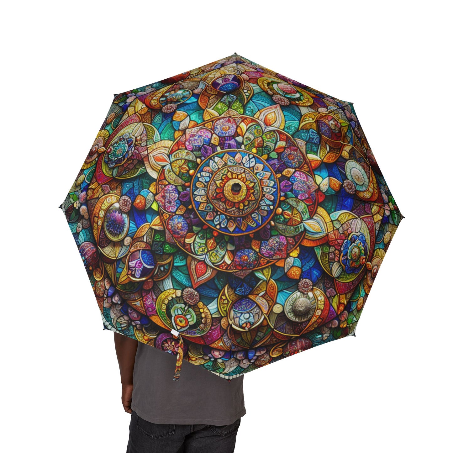stained glass mandala Umbrella - Semi-Automatic Foldable Design