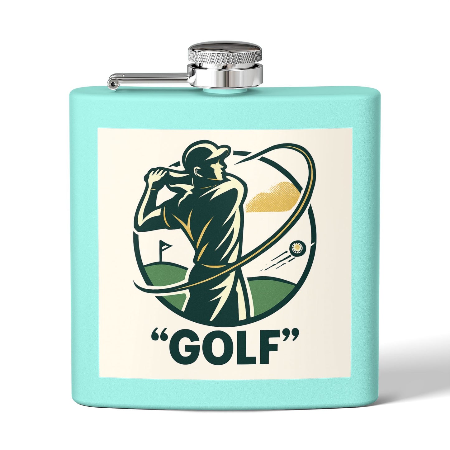 Guy Golf Swing Sleek Stainless Steel Flask