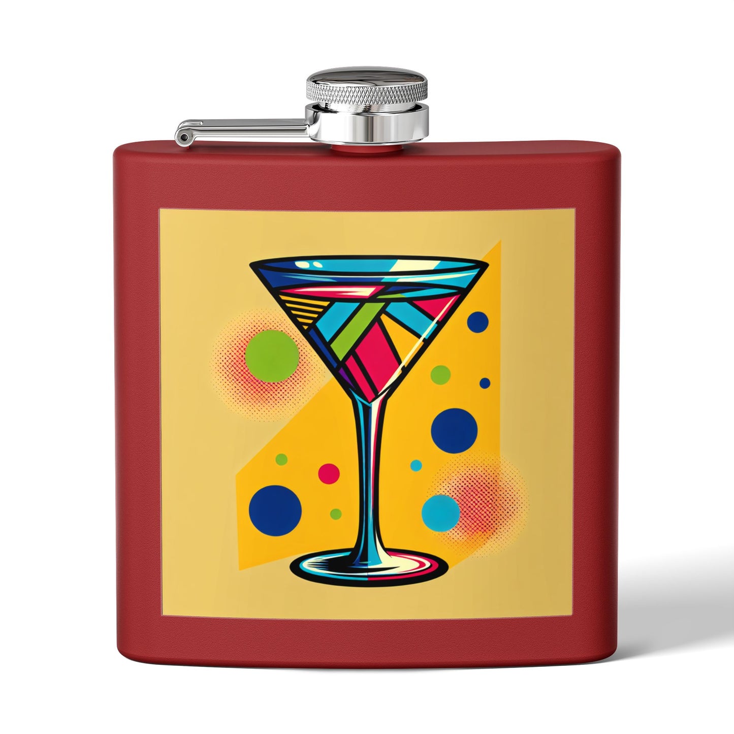 Pop Art Martini Glass Sleek Stainless Steel Flask