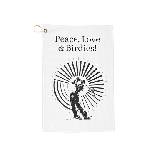 Peace love and birdies Golf Towel