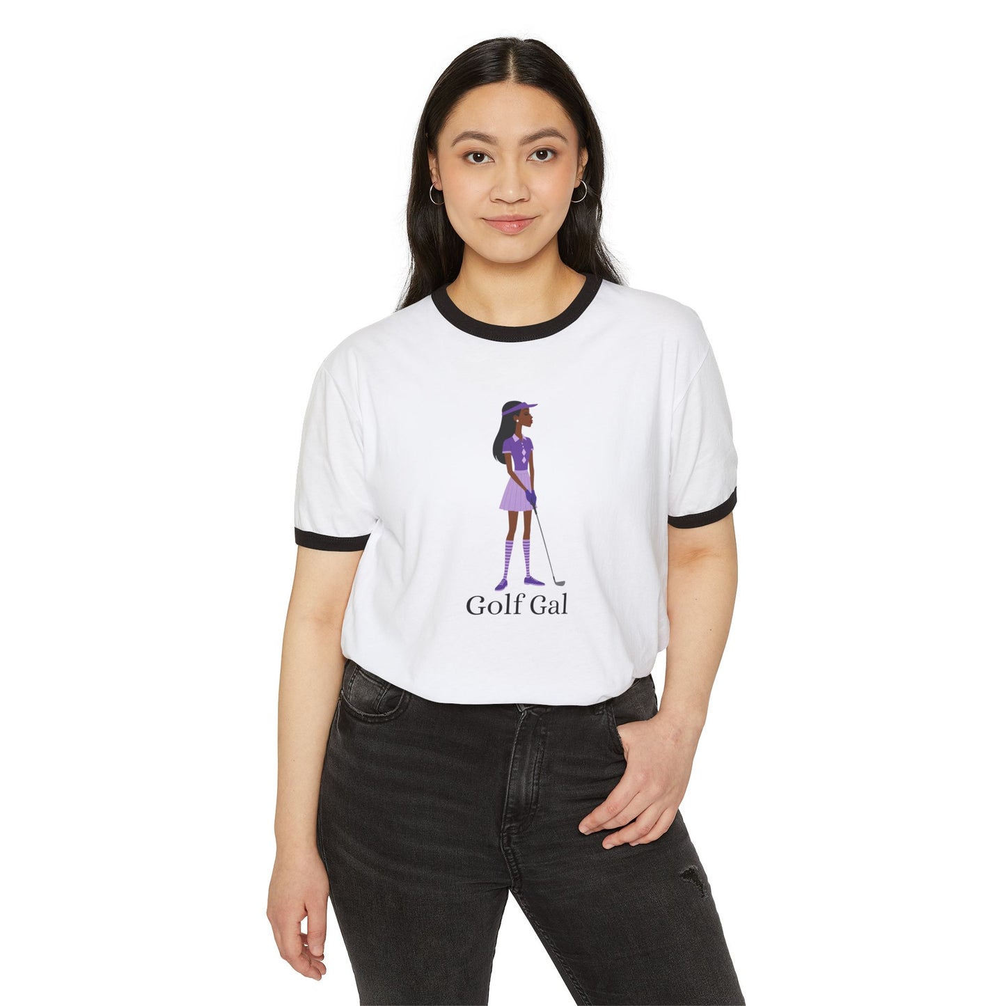 Golf Gal Cotton Ringer T-Shirt Violet